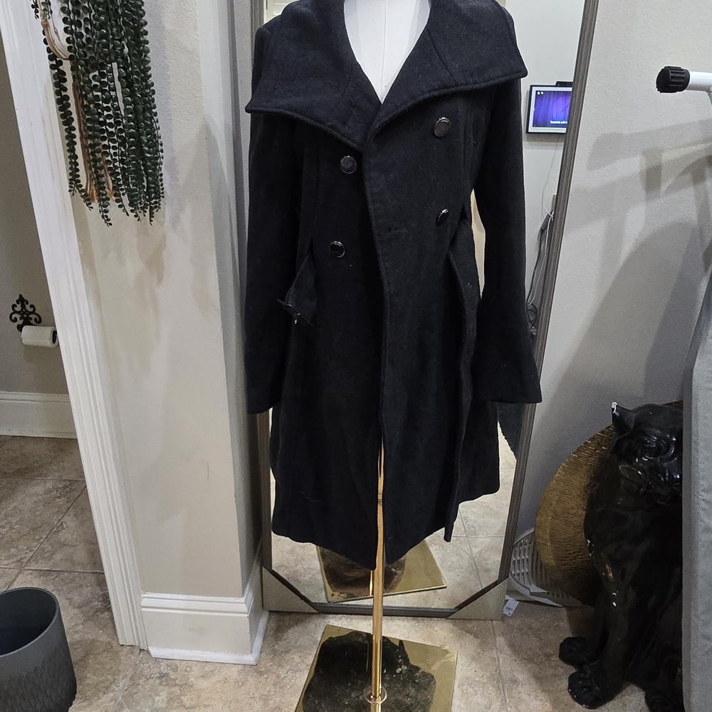 Guess Charcoal Double-Breasted Pea Coat